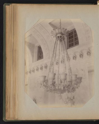 Bronze chandelier with decorated candlesticks