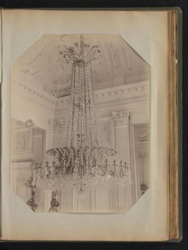 Bronze chandelier with bronze and crystal ornaments