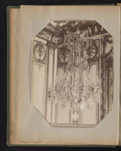 Gilded bronze chandelier with crystal ornaments in the Palace of Versailles