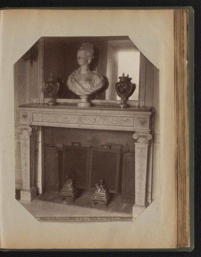 Marble mantelpiece in Versailles with a bust of Marie Antoinette