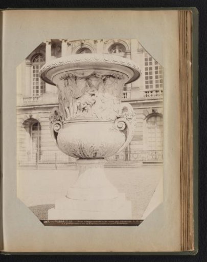Vase with an allegorical scene in the garden of Versailles