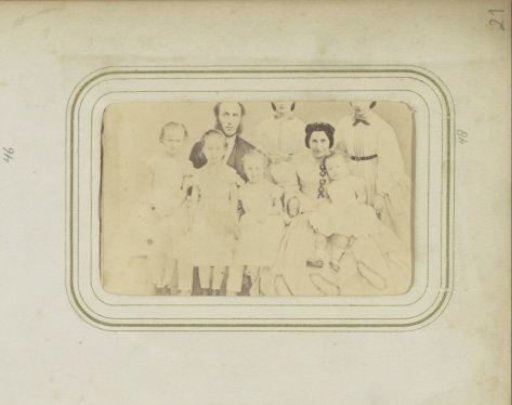 Portrait of a family with six children