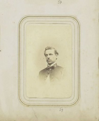 Portrait of a man with a bow and a uniform coat