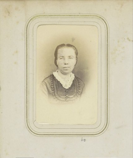 Portrait of a woman with a white collar and hair worn up