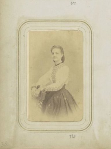 Portrait of a woman with a white blouse and a skirt