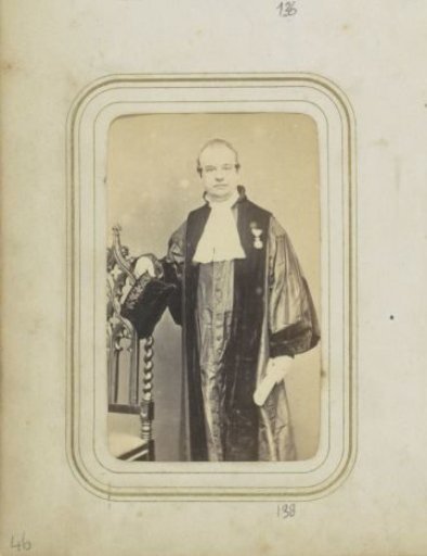Portrait of A.J. Swart in a toga