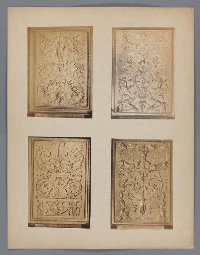Sheet with four photographs of reliefs with arabesques from the choir of S. Pietro in Perugia