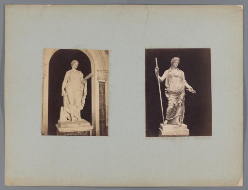Sheet with two photographs of sculptures; Flora and Juno