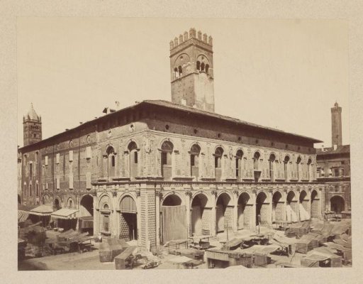 View of Palazzo Re Enzo on the Piazza Maggiore in Bologna