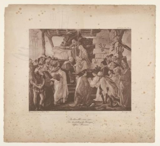 Photographic reproduction of the painting The Adoration of the Magi by Botticelli