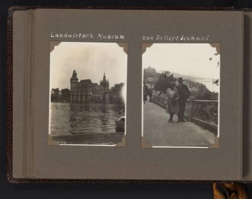 Couple Berti Hoppe and Herman Besselaar at the Gellért Monument and a View of the Agricultural Museum in Budapest