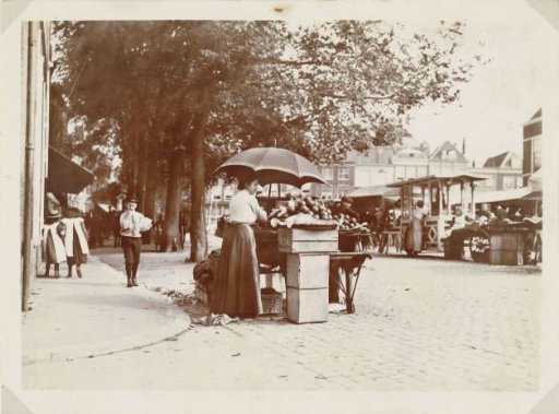 Market woman selling oranges in The Hague