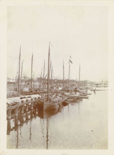 Moored ships in the harbour of Zaandam