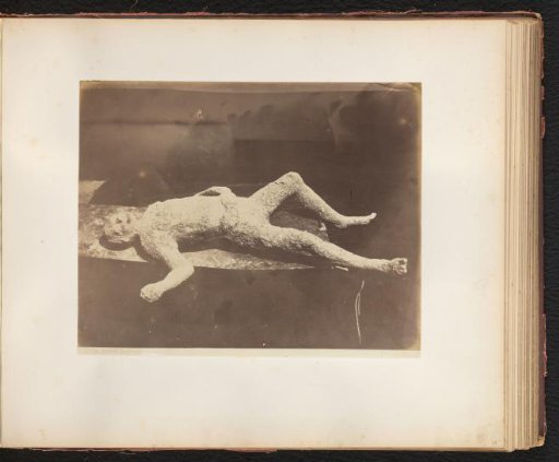 Plaster cast of a victim of the volcanic eruption in Pompeii