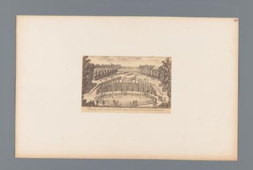 Photographic reproduction of a design for a round pond on a slope in the garden of the Château of Meudon