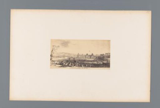 Photographic reproduction of a design for a view of the Château de Meudon, seen from the access road