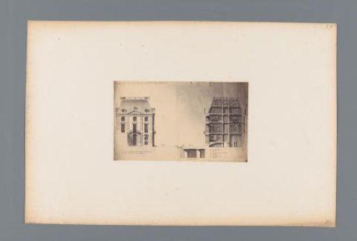 Photographic reproduction of a design for a side view and a cross-section of the Château de Meudon