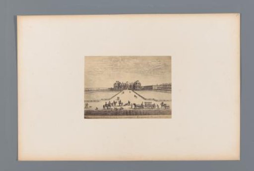 Photographic reproduction of a design for a view of the Château of Meudon, seen from the entrance to the estate