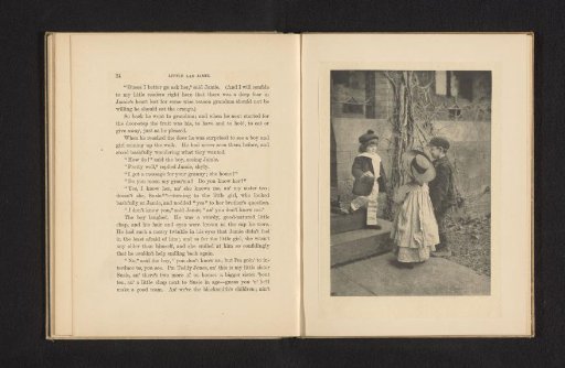 Three children on a sidewalk in front of a house