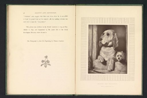 Photographic reproduction of a print after a painting of two dogs by Edwin Henry Landseer