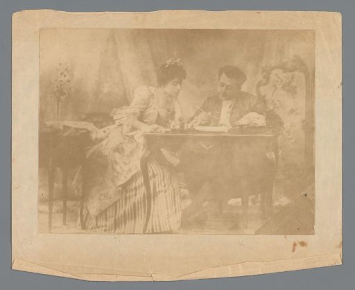 Jean Buysson as Cavaliere des Grieux and Amélie Torres as Manon Lescaut, in the opera of the same name by Giacomo Puccini
