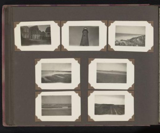 Five Landscapes, a Lighthouse, and a Row of Houses