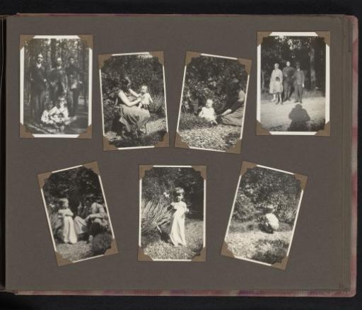 Seven portraits of Herman Besselaar and acquaintances in a garden and in a forest