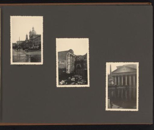 View of St. Peter's Basilica, ruins, and the Pantheon in Rome