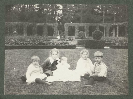 Portrait of children sitting in a field