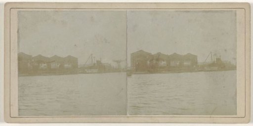 Harbor with warehouses