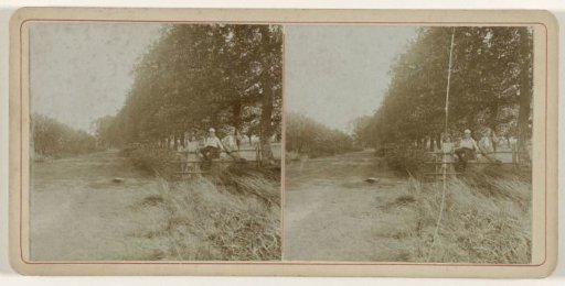 Mrs. Kessler-de Lange with two children on a bridge