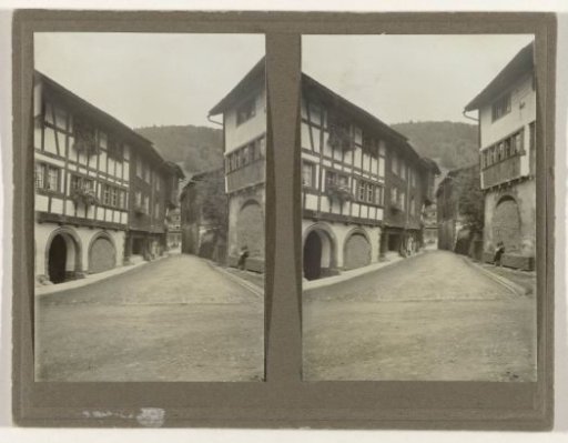 Street view in a hilly landscape