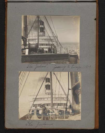 Woman standing on the deck of the ship "The Zeeland", en route to Europe from the United States of America