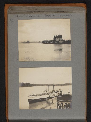View of Hanlan's Island, Toronto, and a moored steamboat
