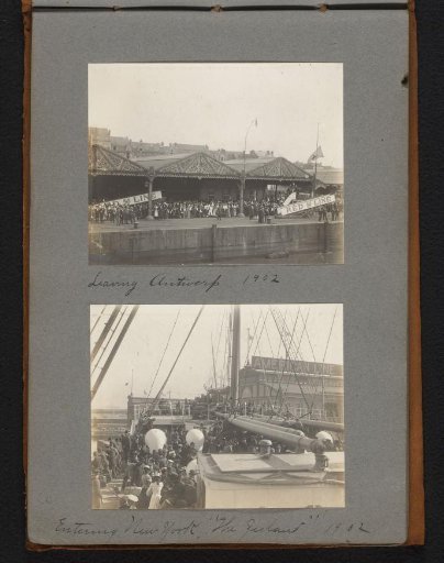 Departure from Antwerp with Red Star Line and arrival in New York, seen from steamship "The Zeeland"