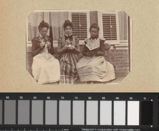Group Portrait of Three Women, Knitting and Reading