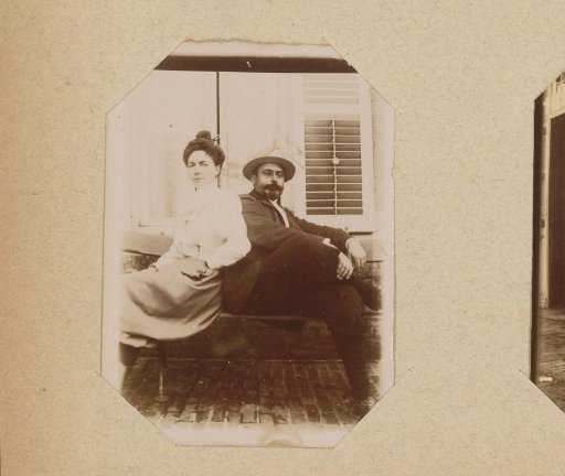 Portrait of a man and woman with their backs to each other