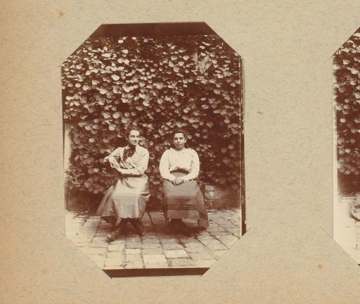 Portrait of two young women by a wall with ivy