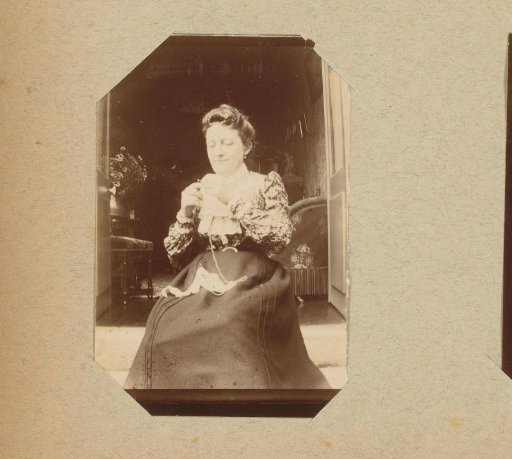 Portrait of a woman with needlework