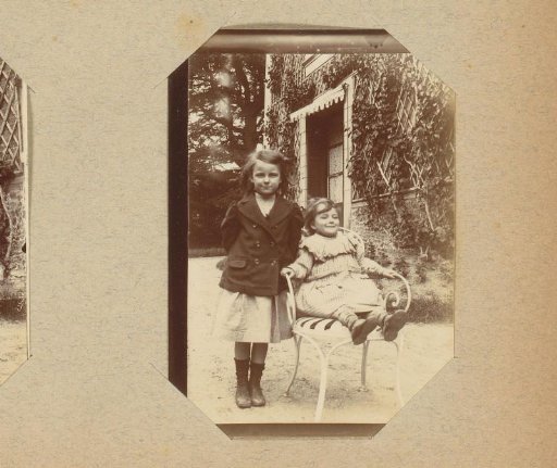 Portrait of two girls in a garden