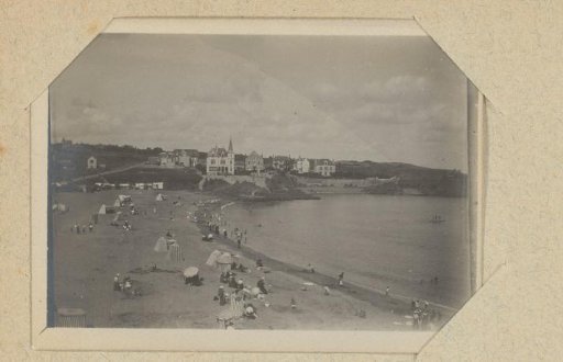 View of a beach and a coastal town
