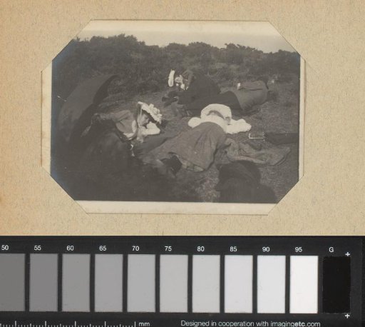 Women lying in a field