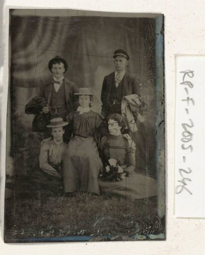Group portrait of two men and three women