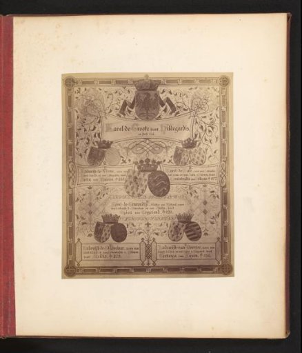Photographic reproduction of a drawing of a genealogical tree, from Charlemagne to Louis of Overseas