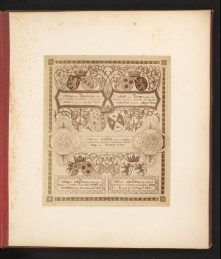 Photographic reproduction of a drawing of a genealogical tree, from Gerberga of Lorraine to Jutta of Luxembourg