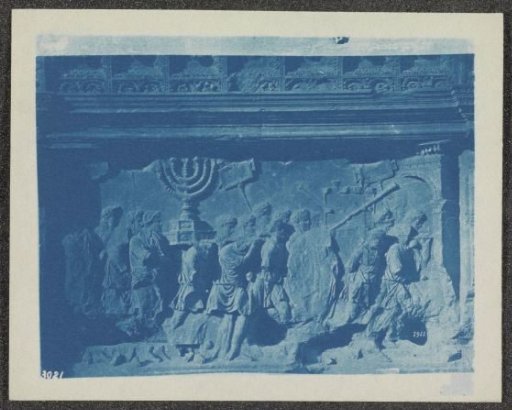 Photographic reproduction of a print of a relief on the Arch of Titus in Rome