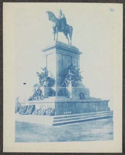 Photographic reproduction of a photograph of the equestrian statue of Giuseppe Garibaldi in Rome