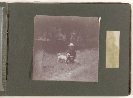 Portrait of a boy with a dog, United States