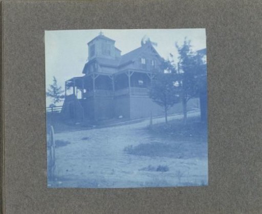 Wooden house with veranda and stairs, United States