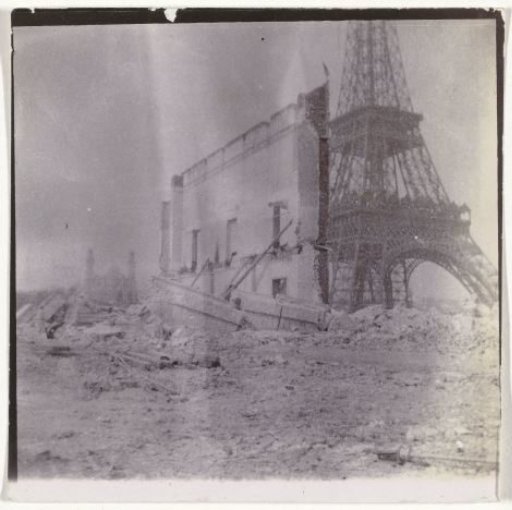 Construction of Pavilions Next to the Eiffel Tower for the 1889 World's Fair in Paris